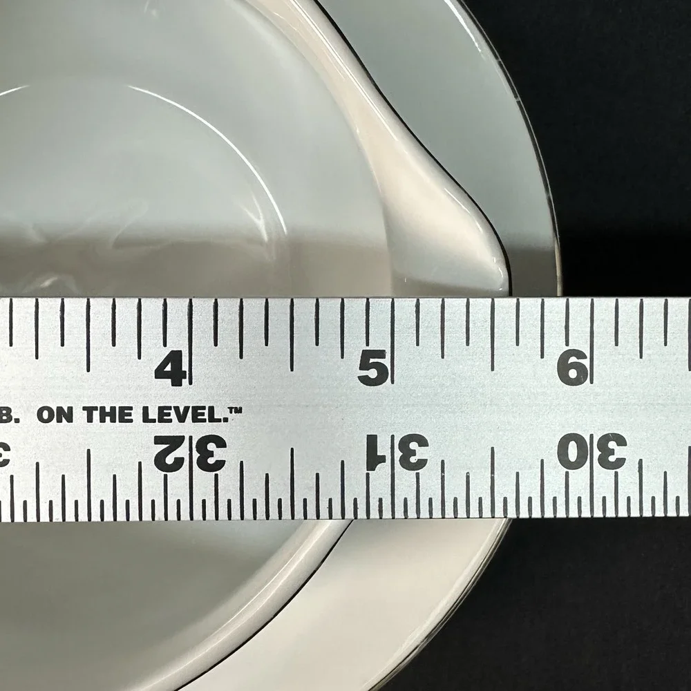 Crown Victoria 'Lovelace' Gravy Boat Attached‎ Plate Double Spouts Platinum Trim